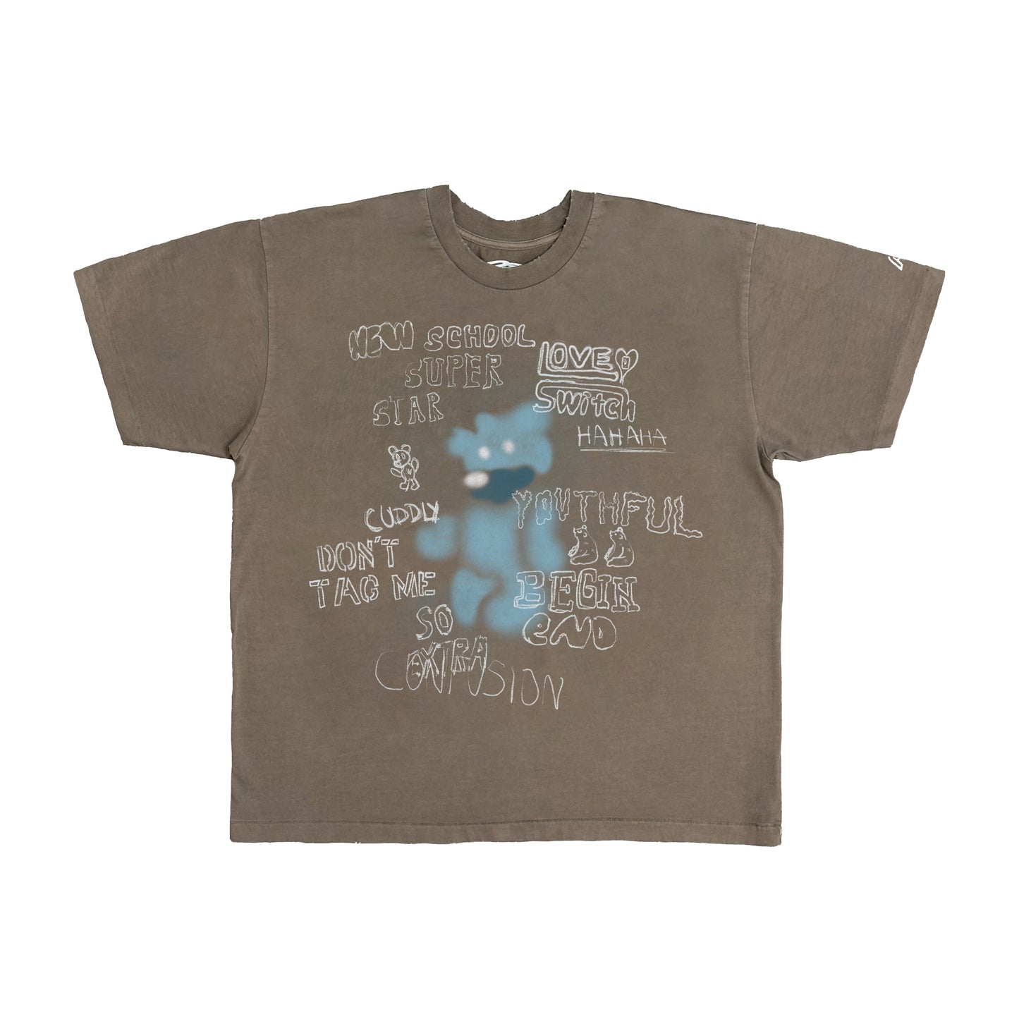 Light Blue Bear Tee (Vintage Brown)