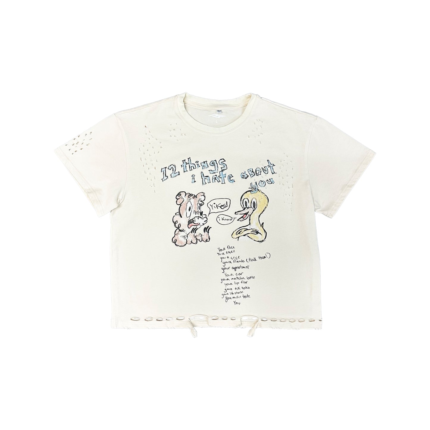 12 things i hate about you T-Shirt (Cream Distressed)