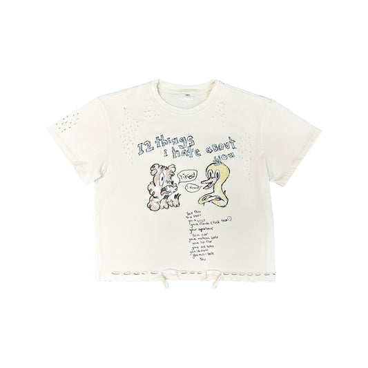 12 things i hate about you T-Shirt (Cream Distressed)