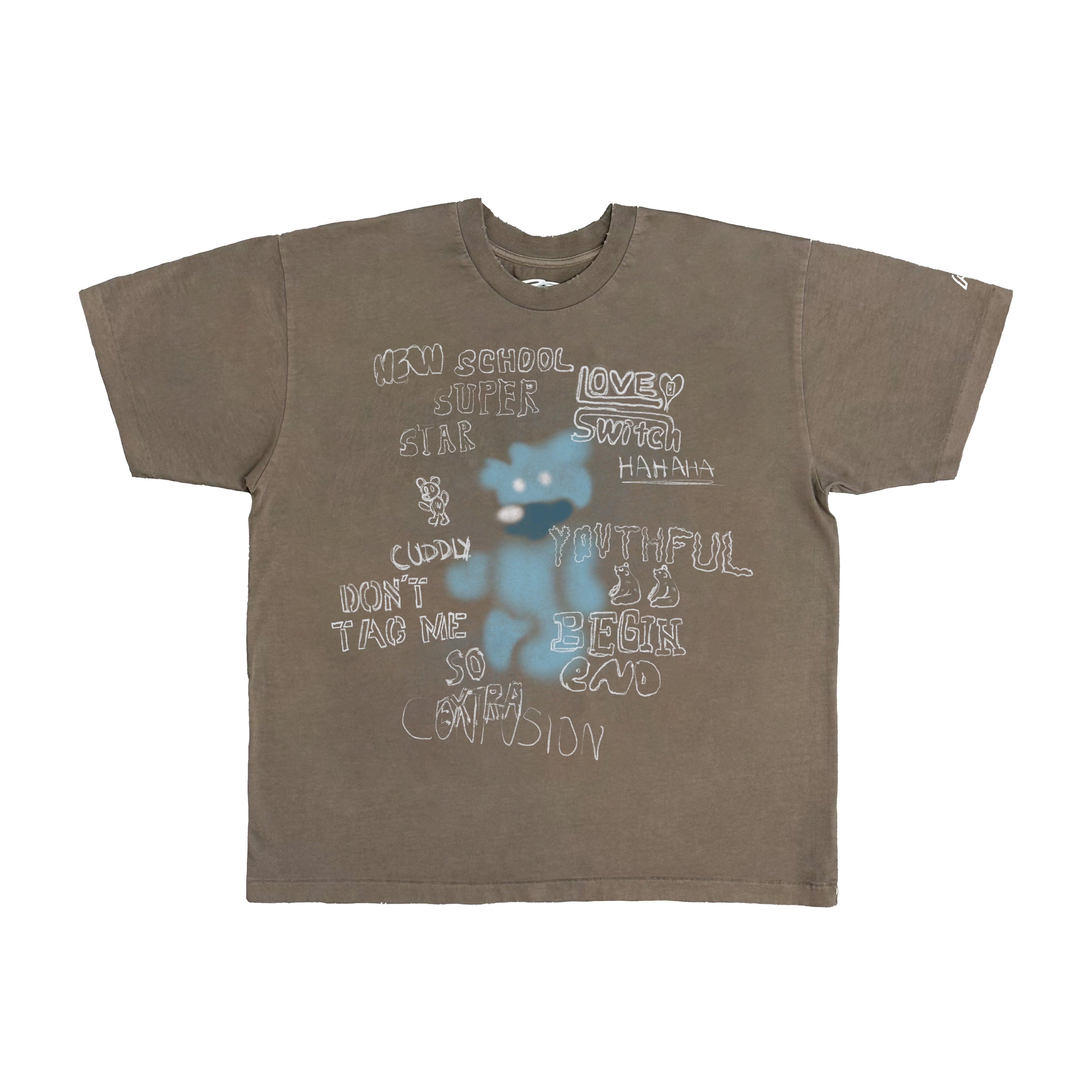 Light Blue Bear Tee (Vintage Brown)